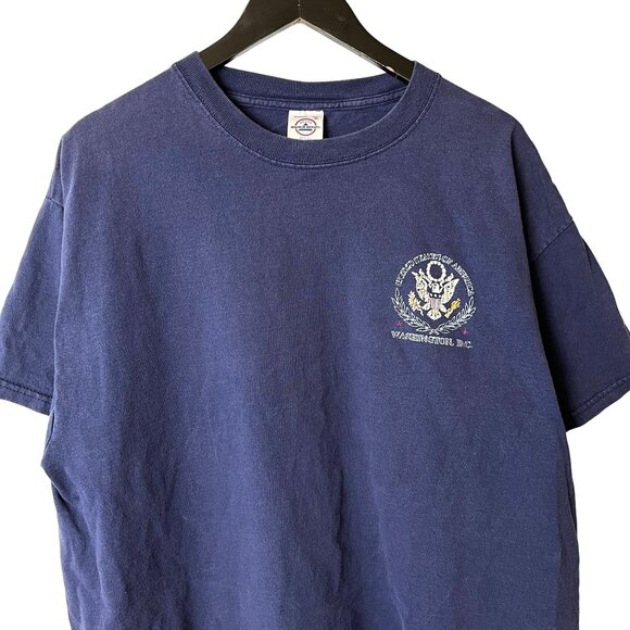 Vintage 90s Washington DC T Shirt Adult Blue XL Extra Large Graphic Tee Solid - Picture 2 of 14